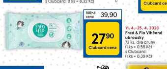 Tesco Fred & flo vlhčené ubrousky 72 ks nabídka