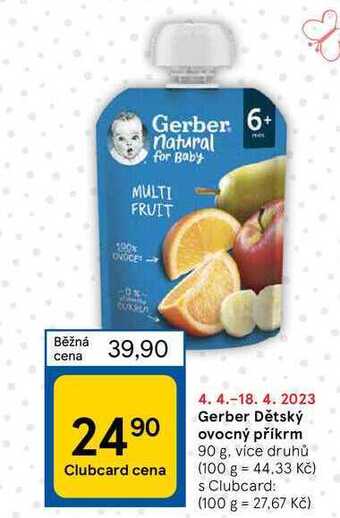 Tesco Gerber dětský ovocný příkrm 90 g nabídka