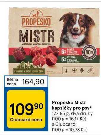 Tesco Propesko mistr kapsičky pro psy* 12x 85 g nabídka