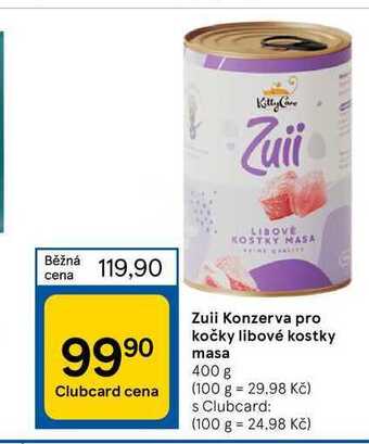 Tesco Zuii konzerva pro kočky libové kostky masa 400 g nabídka