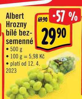 Albert Albert hrozny bílé bezsemenné 500 g nabídka