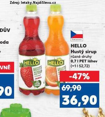 Kaufland Hello hustý sirup nabídka