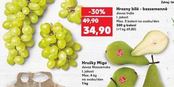 Kaufland Hrozny bílé bezsemenné nabídka