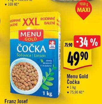 Albert Menu gold čočka nabídka