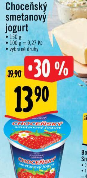 Albert Choceňský smetanový jogurt nabídka