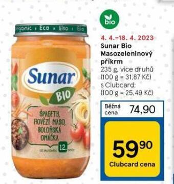 Tesco Sunar bio masozeleninový příkrm nabídka