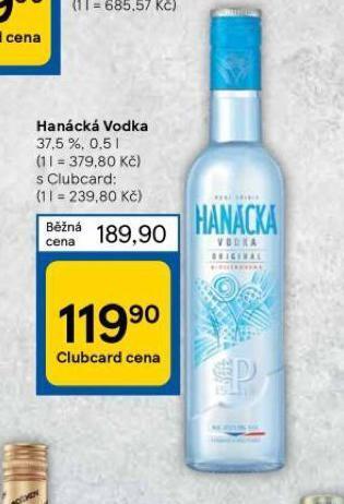 Tesco Hanácká vodka nabídka