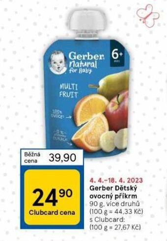 Tesco Gerber dětský ovocný přikrm nabídka