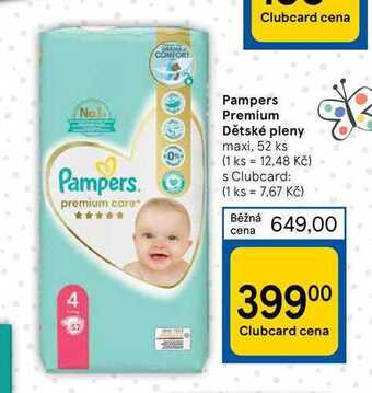Tesco Pampers premium dětské pleny maxi, 52 ks nabídka
