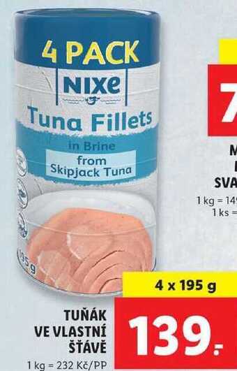 Lidl Tuňák ve vlastní šťávě, 4x 195 g nabídka