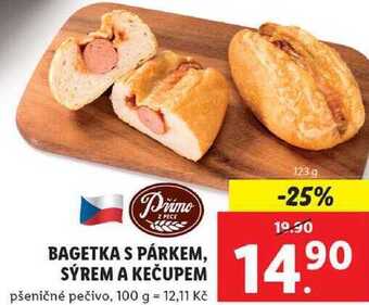 Lidl Bagetka s párkem, sýrem a kečupem, 123 g nabídka