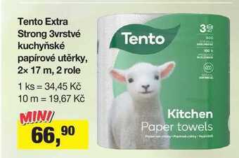 Tento extra strong 3vrstvé kuchyňské papírové utěrky, 2x 17 m, 2 role
