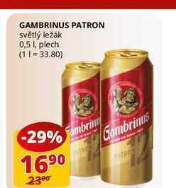 Flop Gambrinus patron světlý ležák 0,5l, plech nabídka
