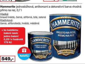 Barvy a laky drogerie Hammerite jednosložková, antikorozní a dekorativní barva vhodná přímo na rez, 0,7l nabídka