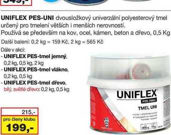 Barvy a laky drogerie Uniflex pes-uni dvousložkový univerzální polyesterový tmel určený pro tmelení větších i menších nerovností. používá se předev nabídka