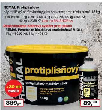 Barvy a laky drogerie Remal protiplísňový bílý malířský nátěr vhodný jako prevence proti růstu plísní, 15 kg nabídka