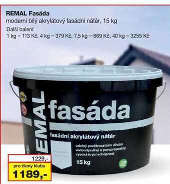 Barvy a laky drogerie Remal fasáda moderní bílý akrylátový fasádní nátěr, 15 kg nabídka