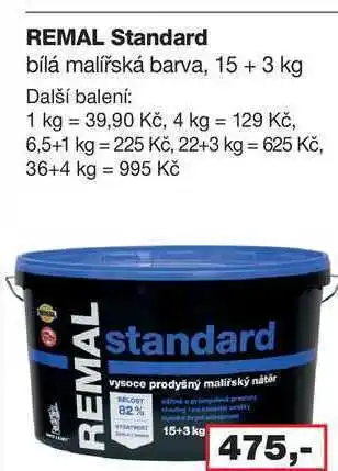 Barvy a laky drogerie Remal standard bílá malířská barva, 15 + 3 kg nabídka