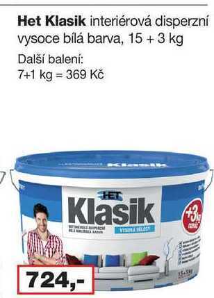 Barvy a laky drogerie Het klasik interiérová disperzní vysoce bílá barva, 15 + 3 kg nabídka