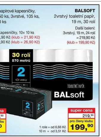 Barvy a laky drogerie Balsoft 2vrstvý toaletní papír, 19 m, 30 rolí nabídka