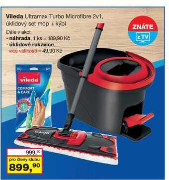 Barvy a laky drogerie Vileda ultramax turbo microfibre 2v1, úklidový set mop + kýbl nabídka