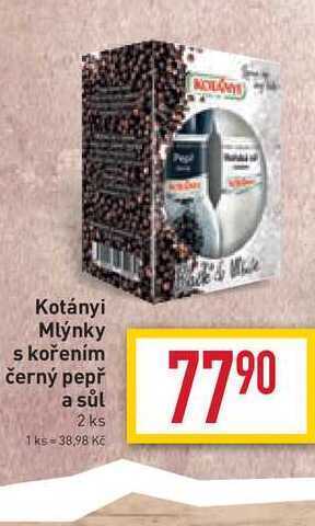 Kotányi mlýnky s kořením černý pepř a sůl 2 ks