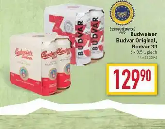 Billa Budweiser budvar original, budvar 33 6 x 0,5 l, plech nabídka