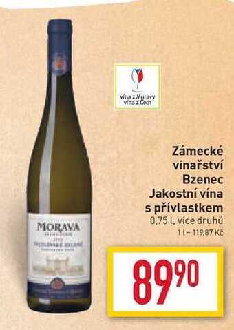 Billa Zámecké vinařství bzenec jakostní vína s přívlastkem 0,75l nabídka