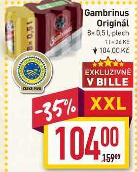 Billa Gambrinus originál 8x 0,5 l, plech nabídka