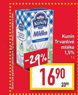 Billa Kunín trvanlivé mléko 1,5% 1l nabídka