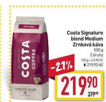 Billa Costa signature blend medium zrnková káva 500 g nabídka