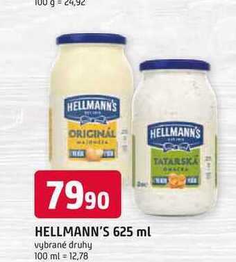 Trefa Hellmann's majonéza, tatarská omáčka 625ml, vybrané druhy nabídka