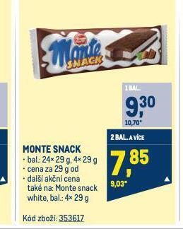 Makro Monte snack nabídka