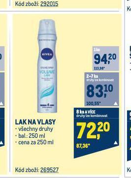 Makro Nivea lak na vlasy nabídka