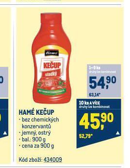 Makro Hamé kečup nabídka