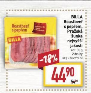 Billa Pražská šunka nabídka