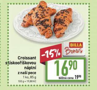 Billa Croissant s lískooříškovou náplní nabídka