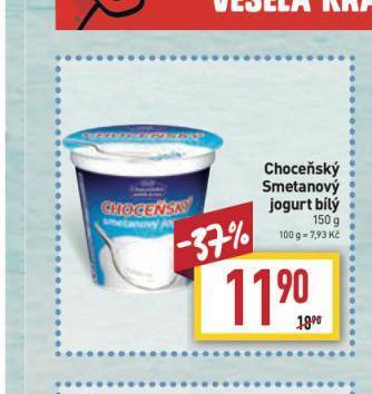 Billa Choceňský smetanový jogurt nabídka