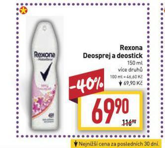 Billa Rexona deodorant nabídka