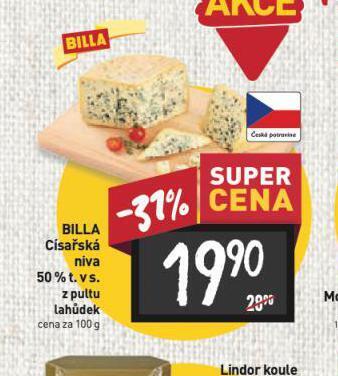 Billa Císařská niva sýr nabídka