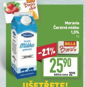 Billa Moravia čerstvé mléko nabídka