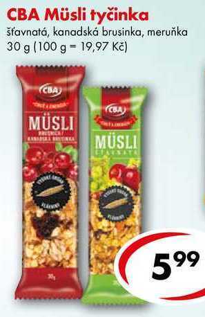 CBA Cba müsli tyčinka, 30 g nabídka