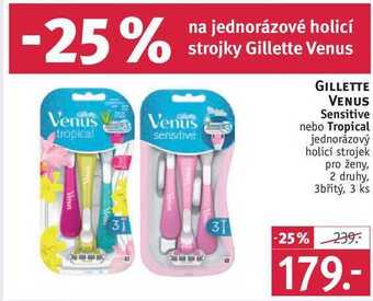 Rossmann Gillette venus sensitive nebo tropical jednorázový holicí strojek, 3 ks nabídka