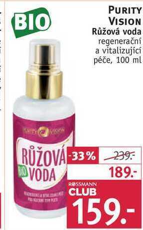 Rossmann Purity vision růžová voda regenerační a vitalizující péče, 100 ml nabídka