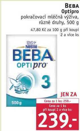 Rossmann Beba optipro pokračovací mléčná výživa, 500 g nabídka