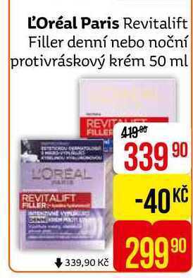 Teta L'oréal paris revitalift filler denní nebo noční protivráskový krém 50 ml nabídka