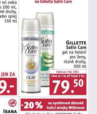 Rossmann Gillette satin care gel na holení nabídka
