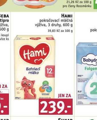 Rossmann Hami pokračovací mléčná výživa nabídka