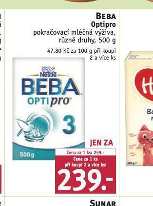 Rossmann Beba optipro pokračovací mléčná výživa nabídka