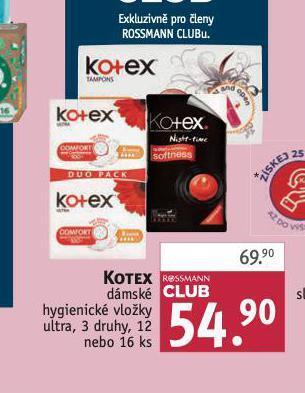 Rossmann Kotex dámské hygienické vložky nabídka